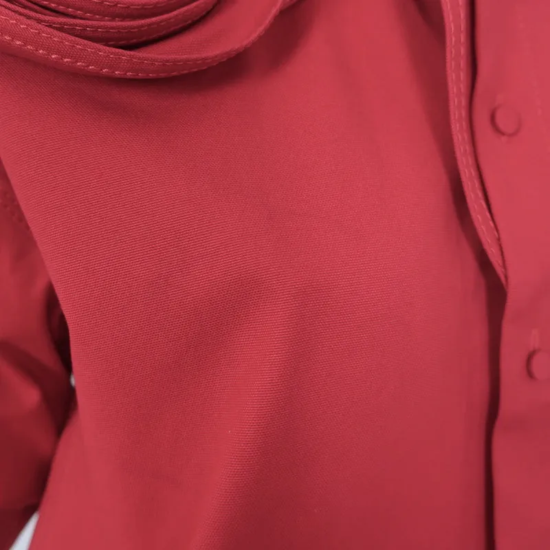 Valentino Rosette Kragenhemd Rot Stretch Baumwolle Größe 42 Langarm Oberteil