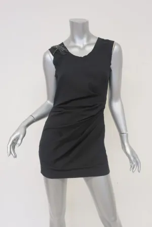 Vera Wang Crystal Dragonfly Tunika Schwarz Geraffte Stretch-Baumwolle & Jersey Größe 0
