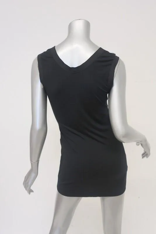 Vera Wang Crystal Dragonfly Tunika Schwarz Geraffte Stretch-Baumwolle & Jersey Größe 0
