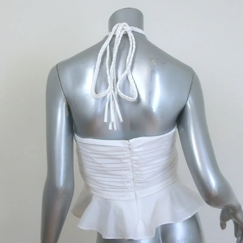 Veronica Beard Arienne Trägeroberteil Weiß Gepleisterte Baumwolle mit Stretch Größe 8