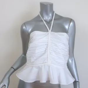 Veronica Beard Arienne Trägeroberteil Weiß Gepleisterte Baumwolle mit Stretch Größe 8