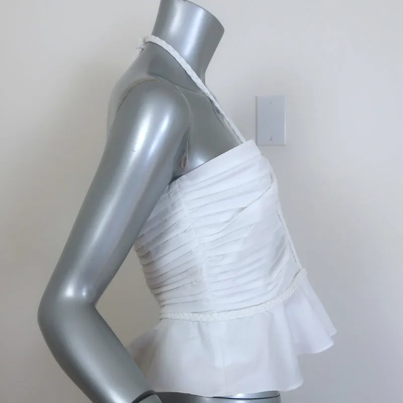 Veronica Beard Arienne Trägeroberteil Weiß Gepleisterte Baumwolle mit Stretch Größe 8