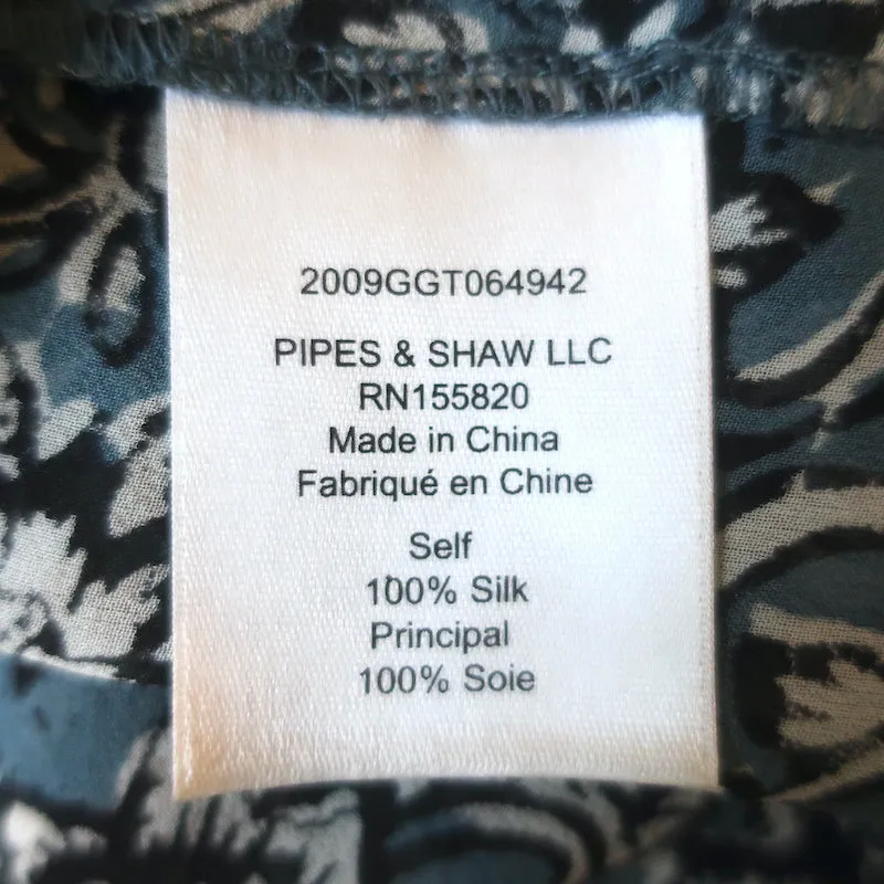 Veronica Beard Carolina Bluse Blau Blumenmuster Seide Größe 2 Rüschenärmel Top
