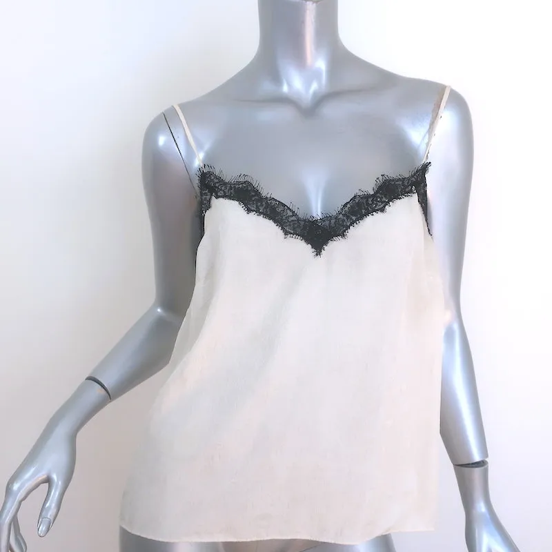 Veronica Beard Ciarlo Spitzentop aus cremefarbener Seide in Jacquard-Größe 4