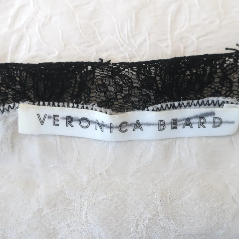 Veronica Beard Ciarlo Spitzentop aus cremefarbener Seide in Jacquard-Größe 4