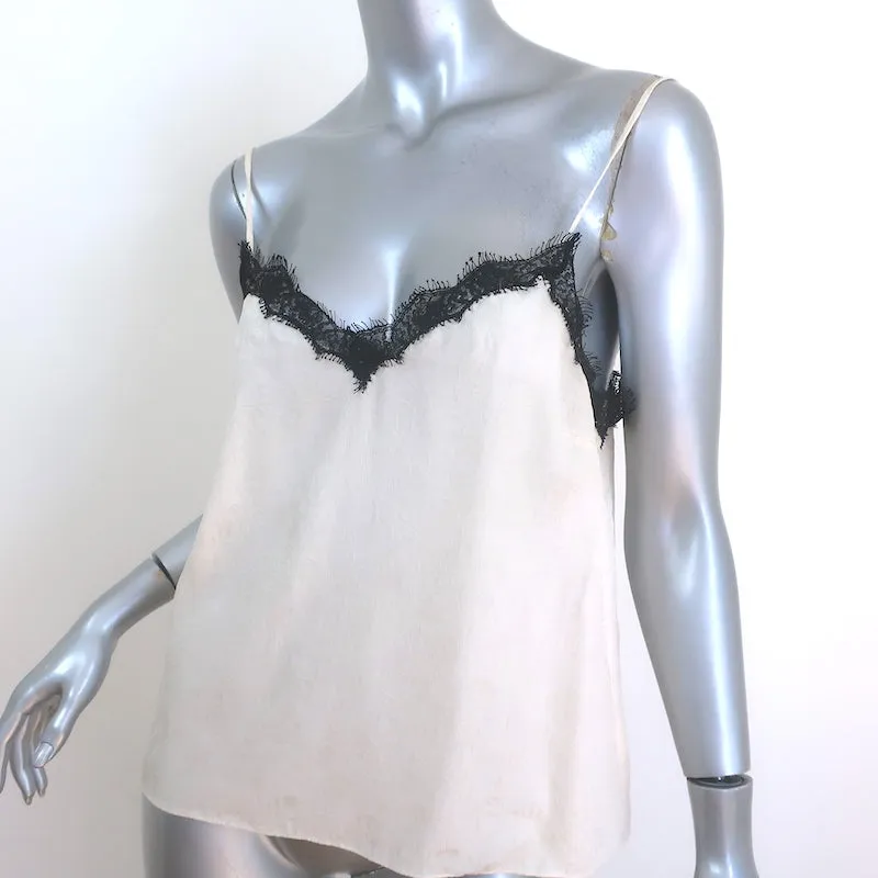 Veronica Beard Ciarlo Spitzentop aus cremefarbener Seide in Jacquard-Größe 4
