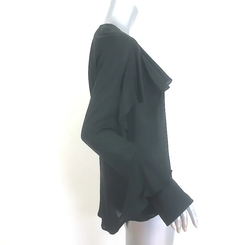 Veronica Beard Mia Rüschenbluse Schwarz Seide Größe 4 Langarm Top