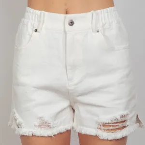 Very G Damen Weiße High-Waist Plissee Shorts
