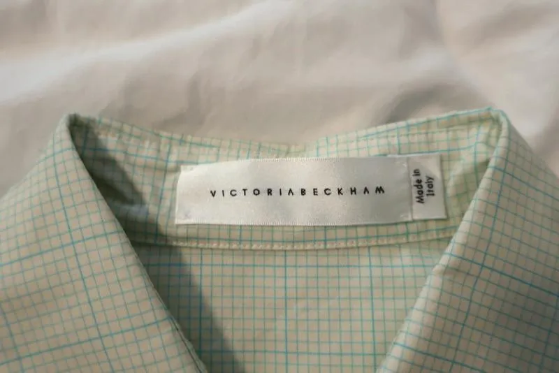 Victoria Beckham Oversize Kurzarmhemd Hellgelb Gepunktet Baumwolle Größe 8