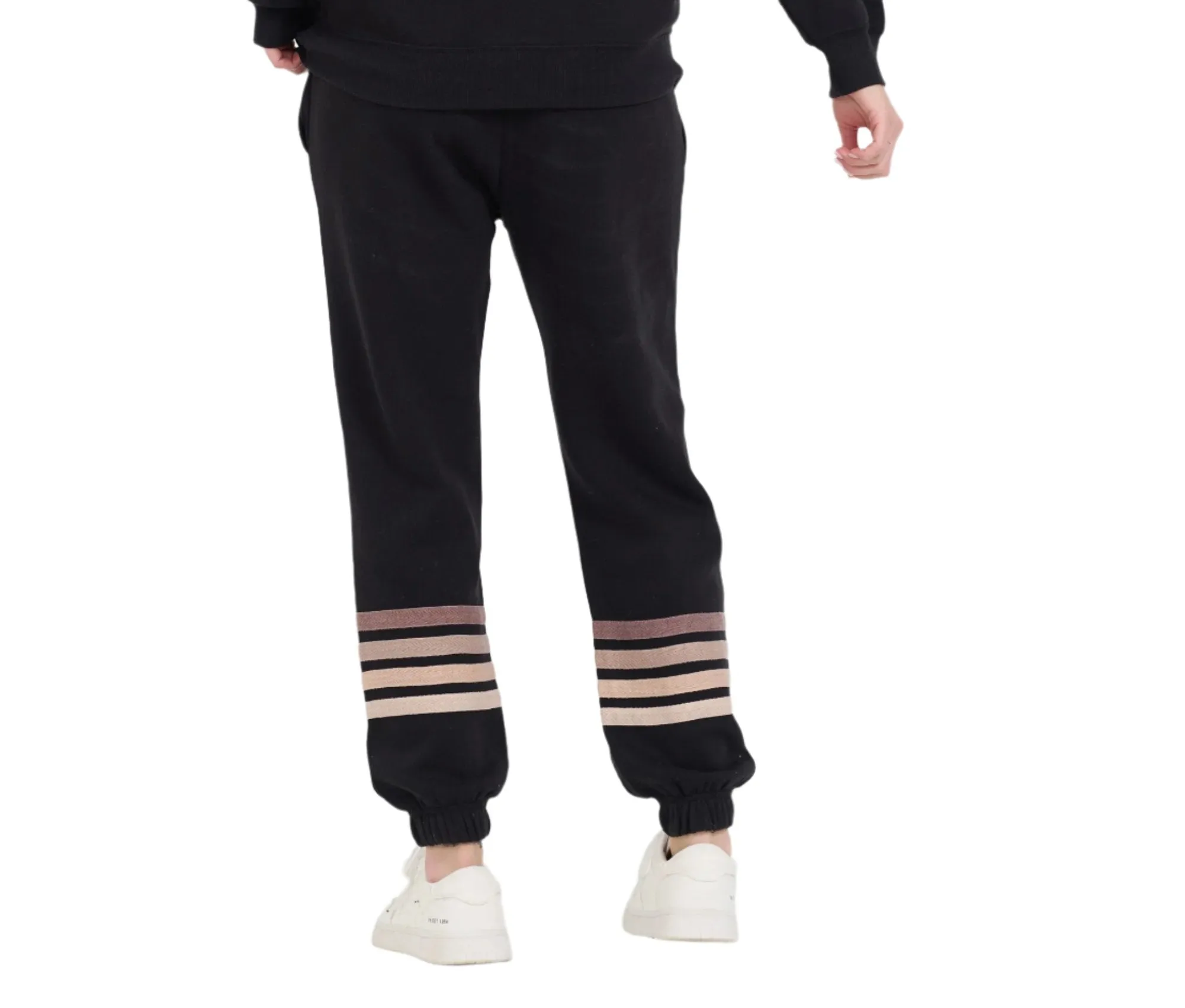 Vintage Havana Neutraler Streifen Burnout-Fleece-Jogger VH12620 Schwarz