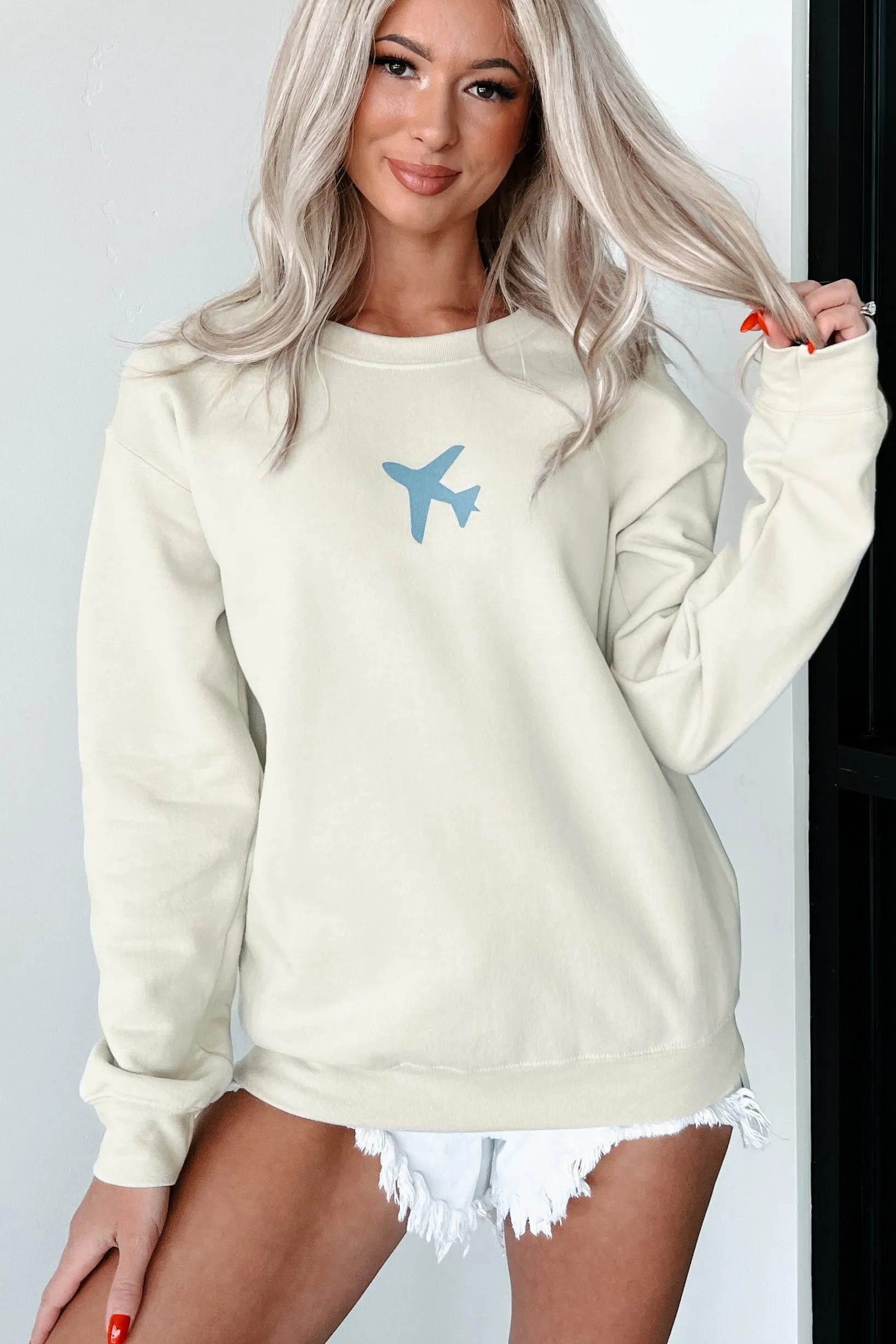 When You Land Sweatshirt mit doppelseitigem Aufdruck (Taupe)