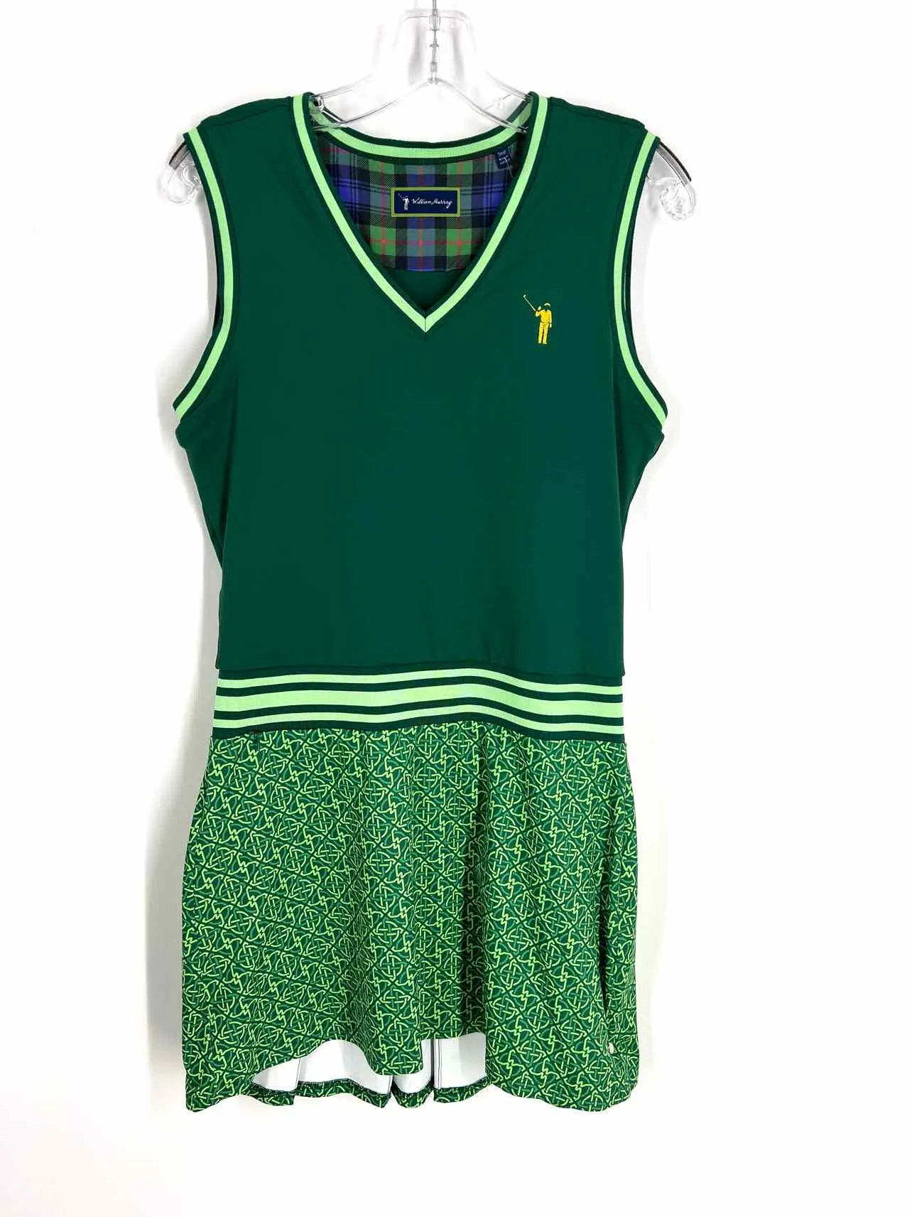 William Murray Größe S Grünes Streifen-Print Activewear-Kleid