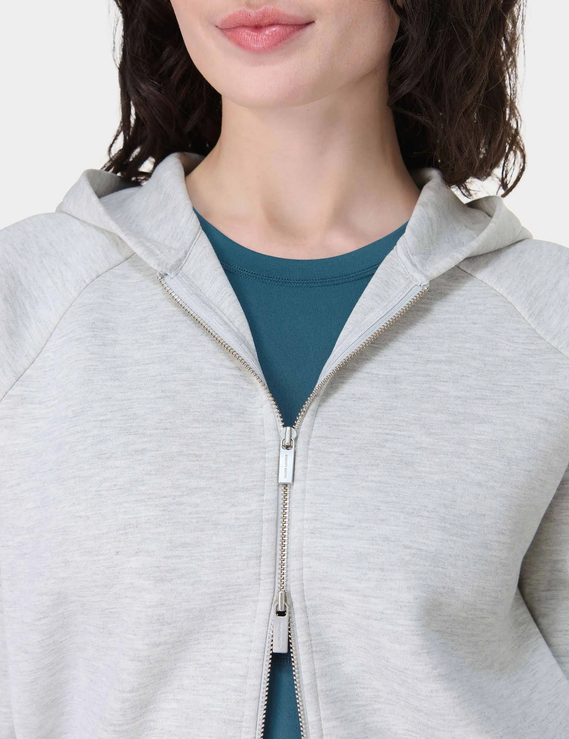 Wind Down Zip Up Hoody - Eisgrau Meliert
