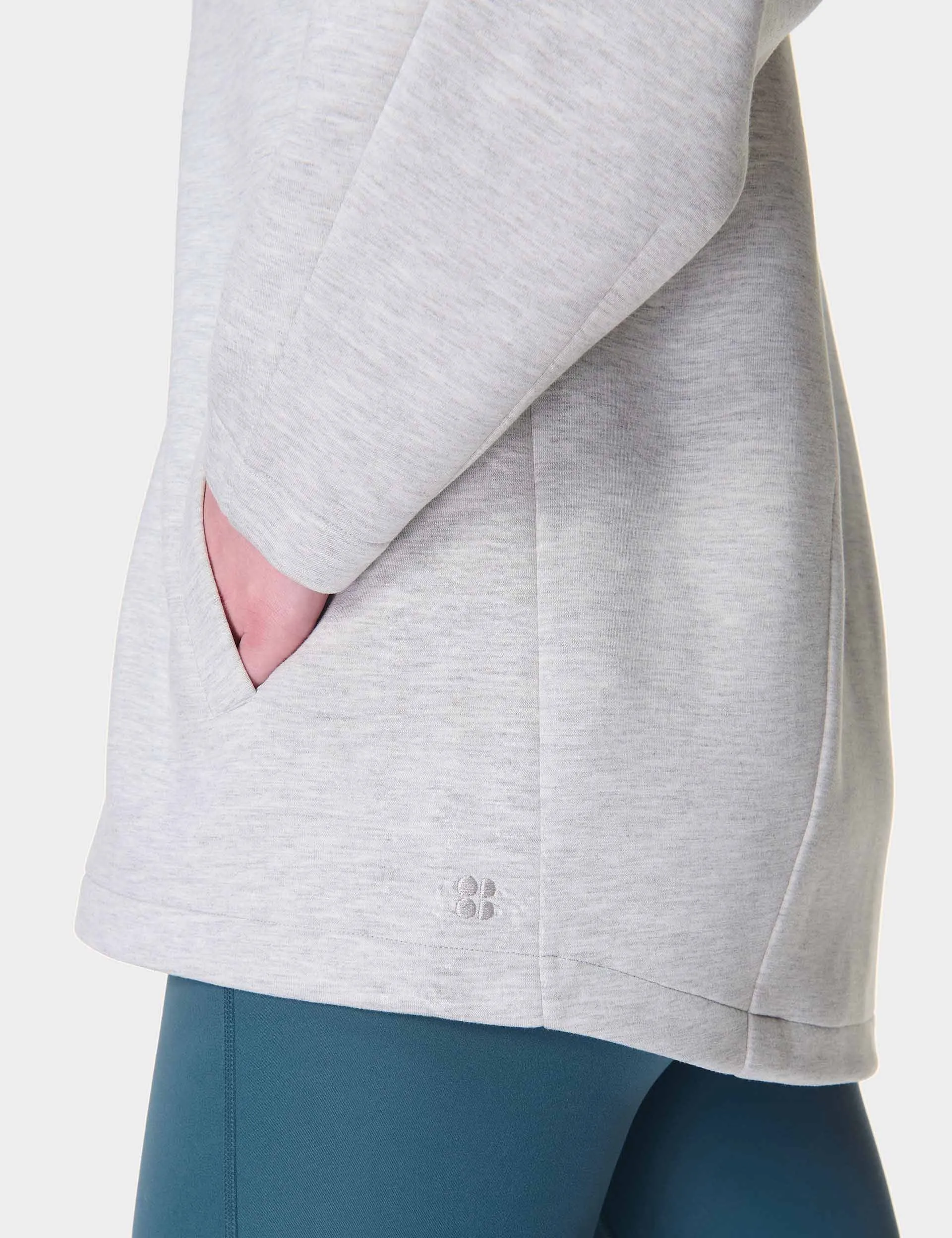 Wind Down Zip Up Hoody - Eisgrau Meliert