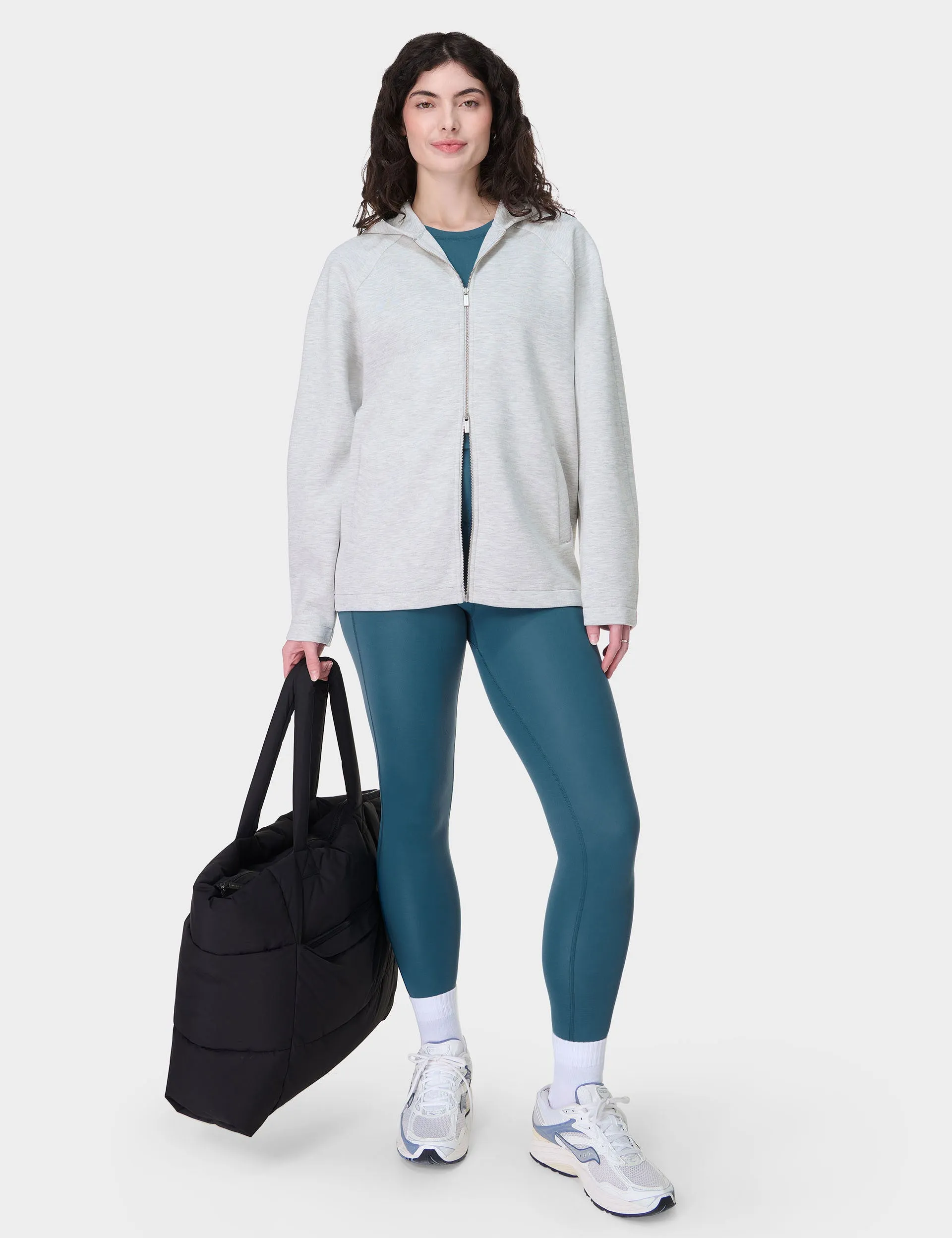 Wind Down Zip Up Hoody - Eisgrau Meliert