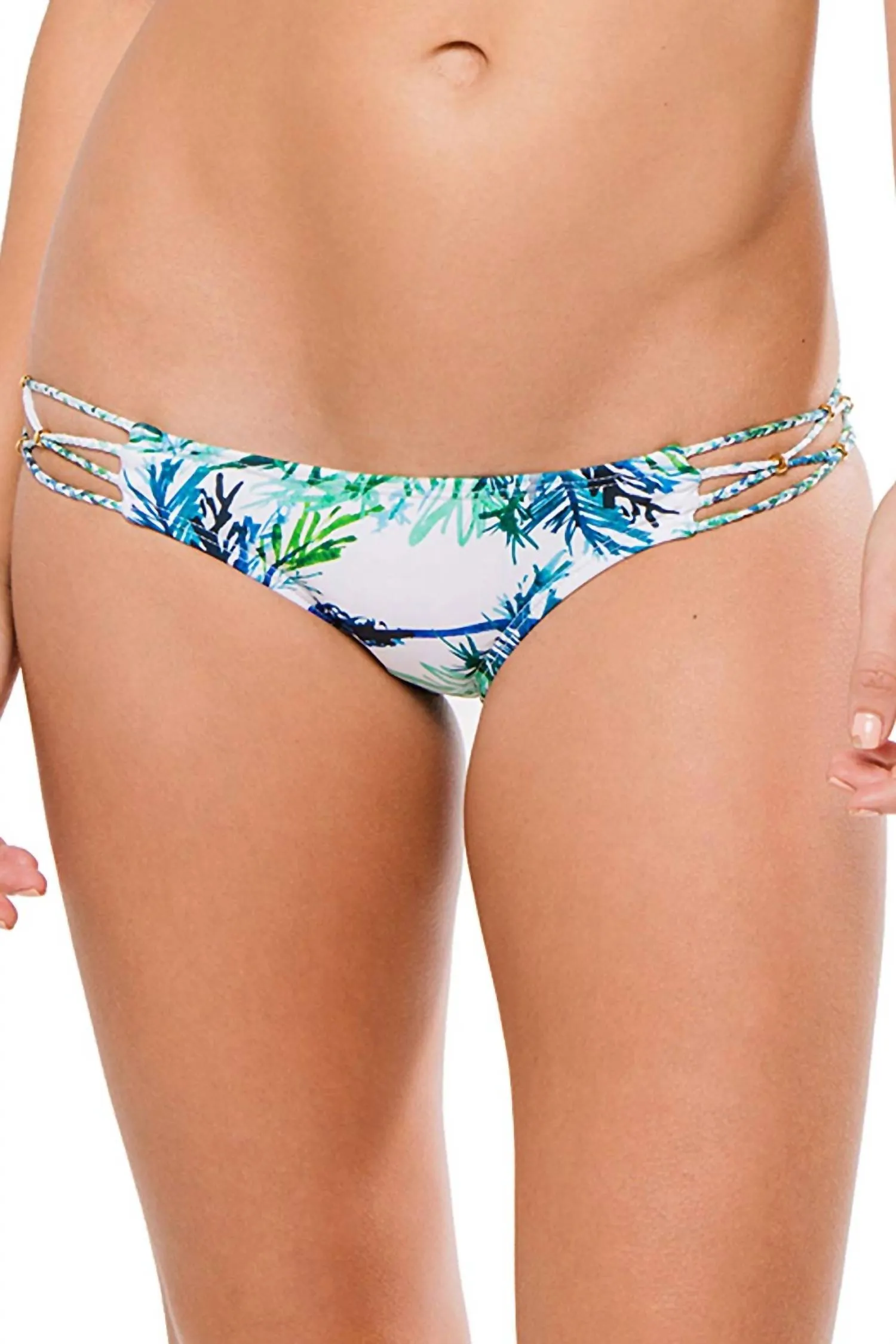 Frauen Palms Tab Side Brazilian Hipster Bikini Bottom Badebekleidung Palm