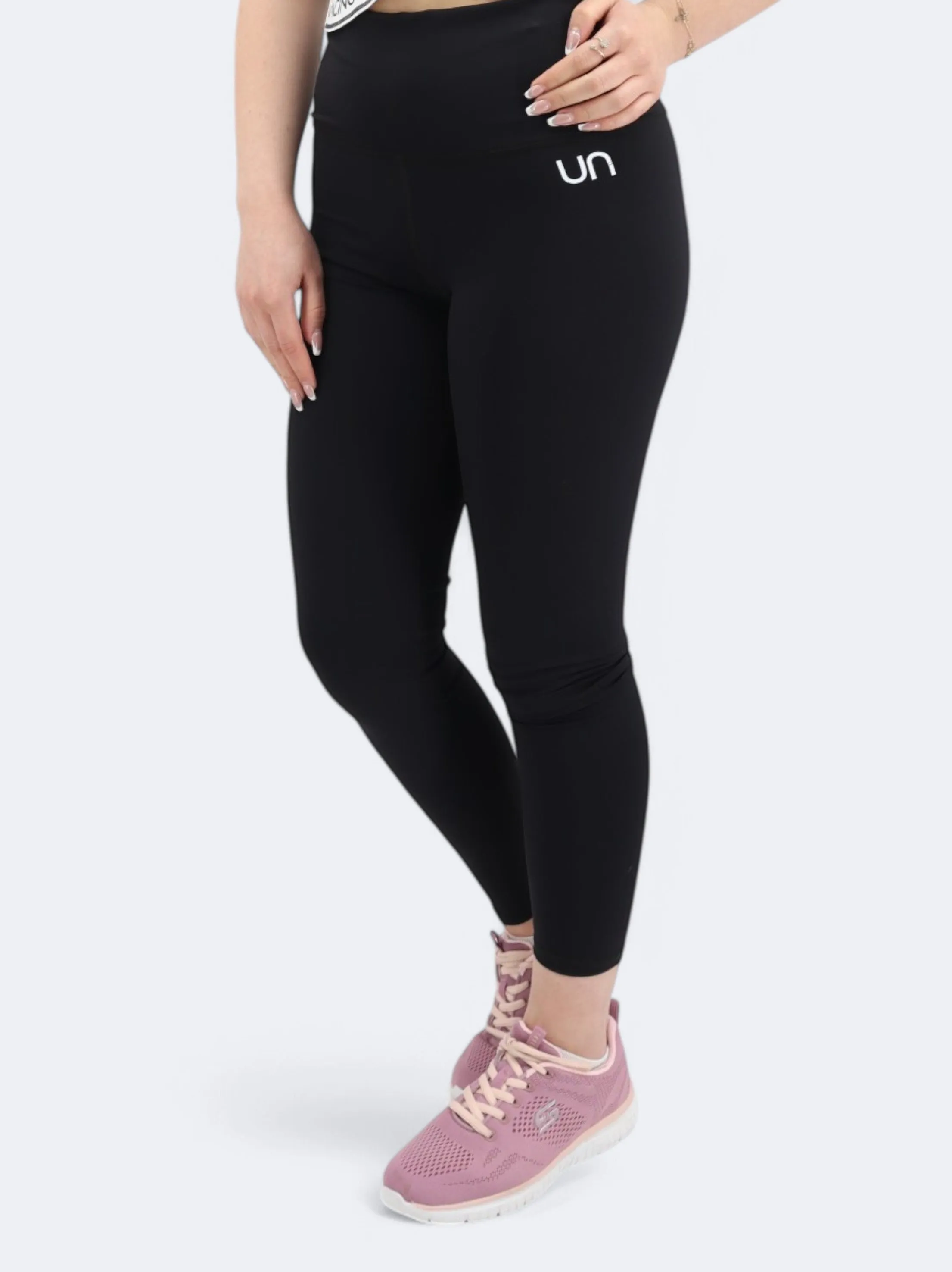 Damen Leggings mit aufgedrucktem Markenlogo, Schwarz