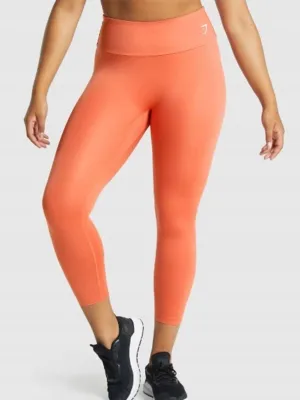 Damen Leggings mit aufgedrucktem Markenlogo, Orange