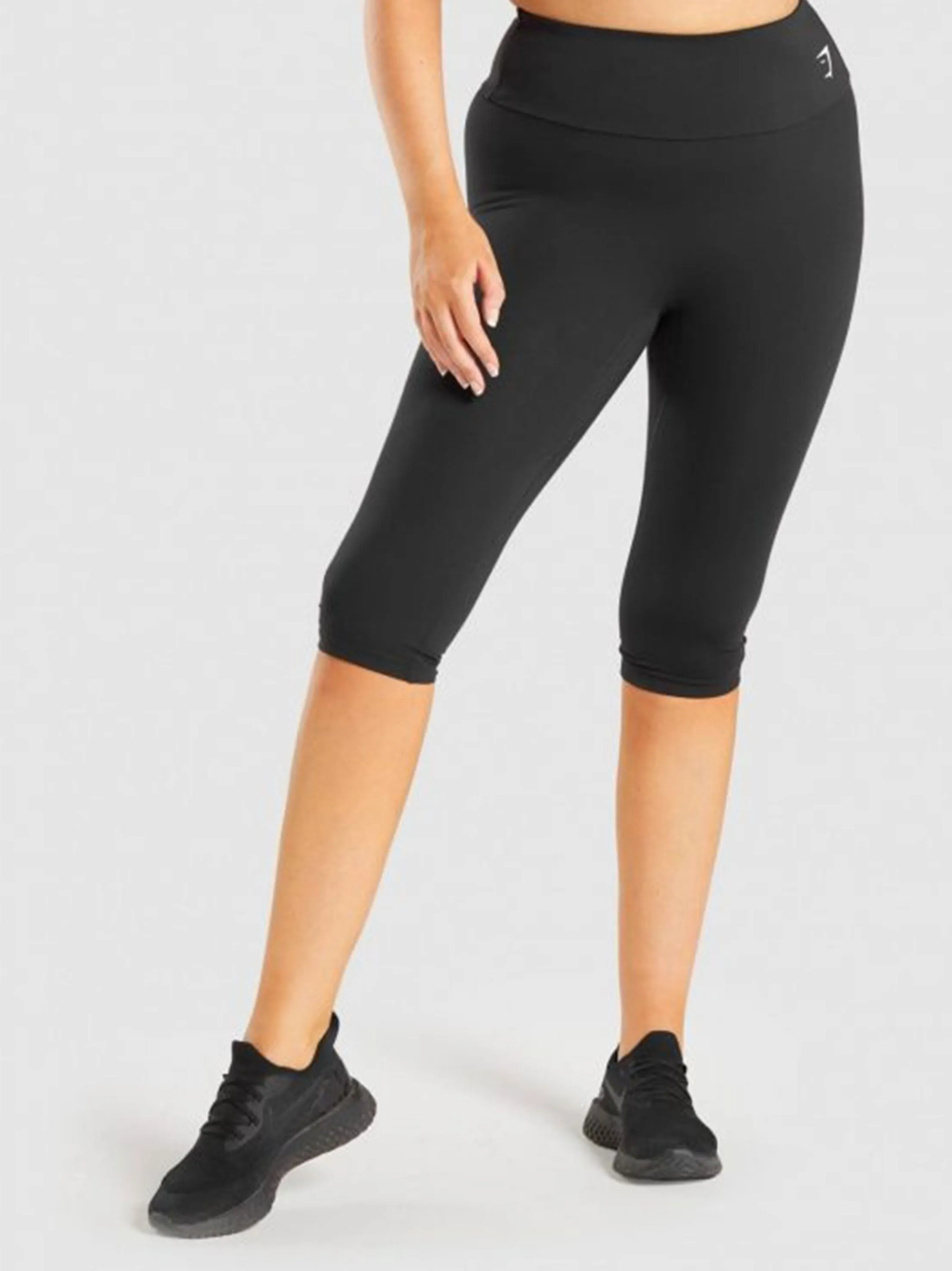 Damen Kurze Leggings mit Logo-Print, Schwarz