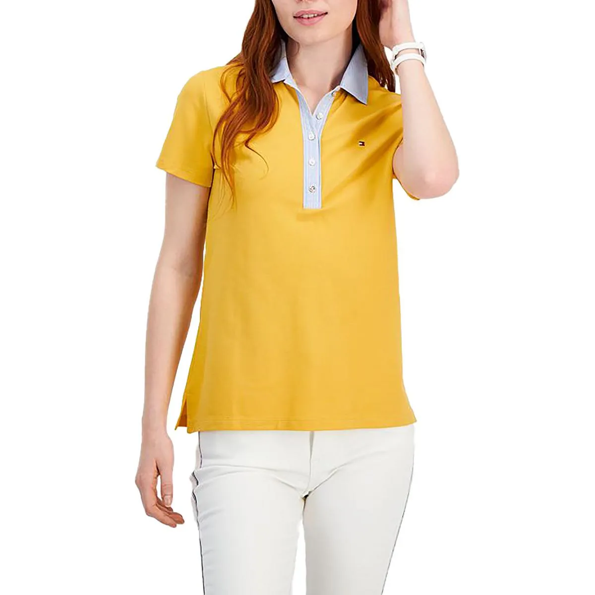 Damen Polo-Shirt mit Knopfleiste und kurzen Ärmeln