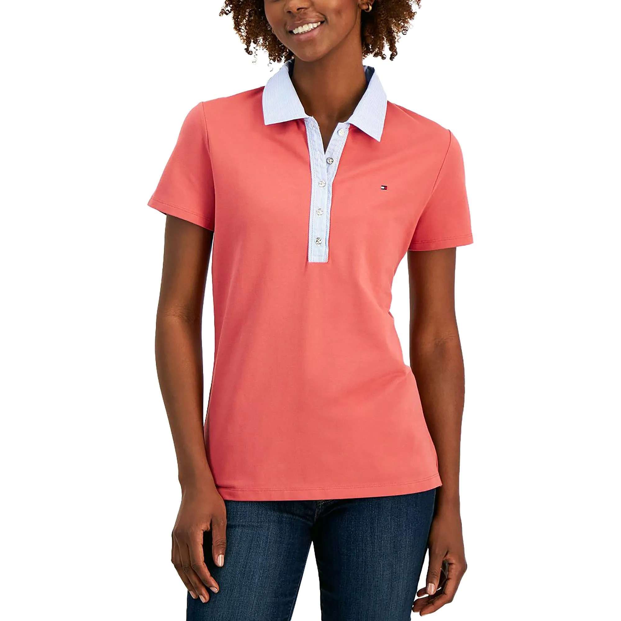 Damen Polo-Shirt mit Knopfleiste und kurzen Ärmeln