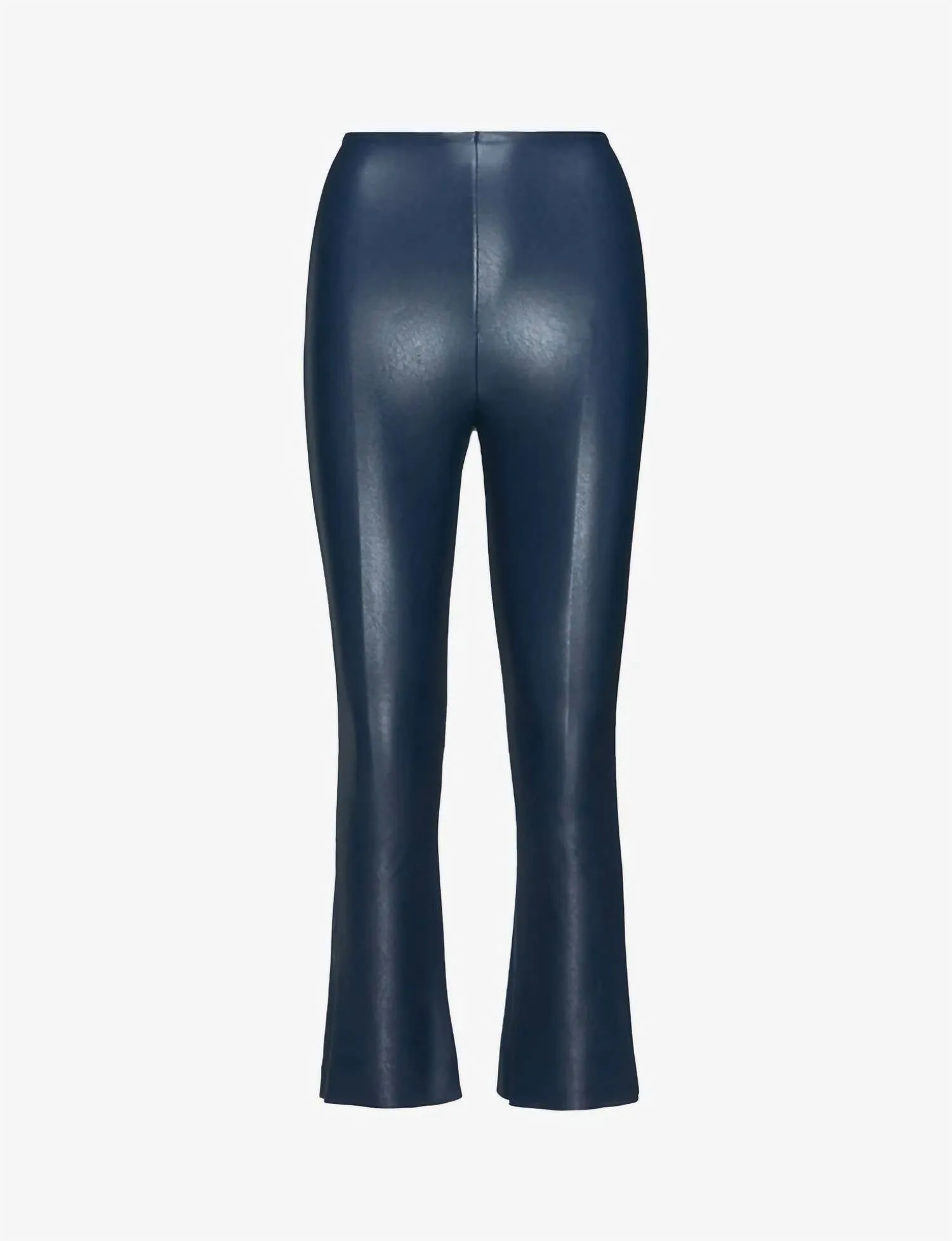 Damen Kunstleder Crop-Flare-Leggings in Marineblau