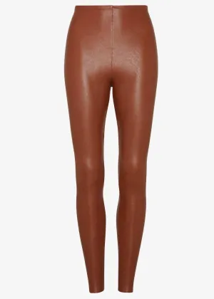 Damen-Kunstleder-Leggings in Kakao
