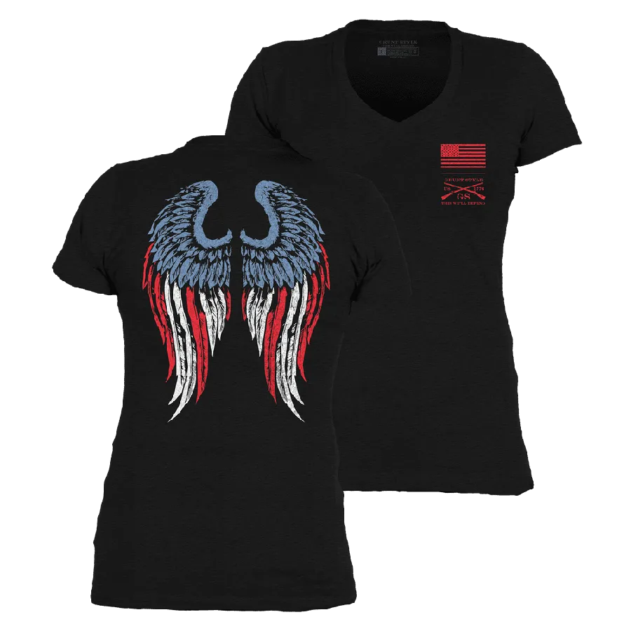 Women's Freedom Angel V-Ausschnitt - Schwarz
