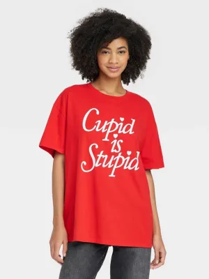 Damen T-Shirt mit Aufdruck, Rot