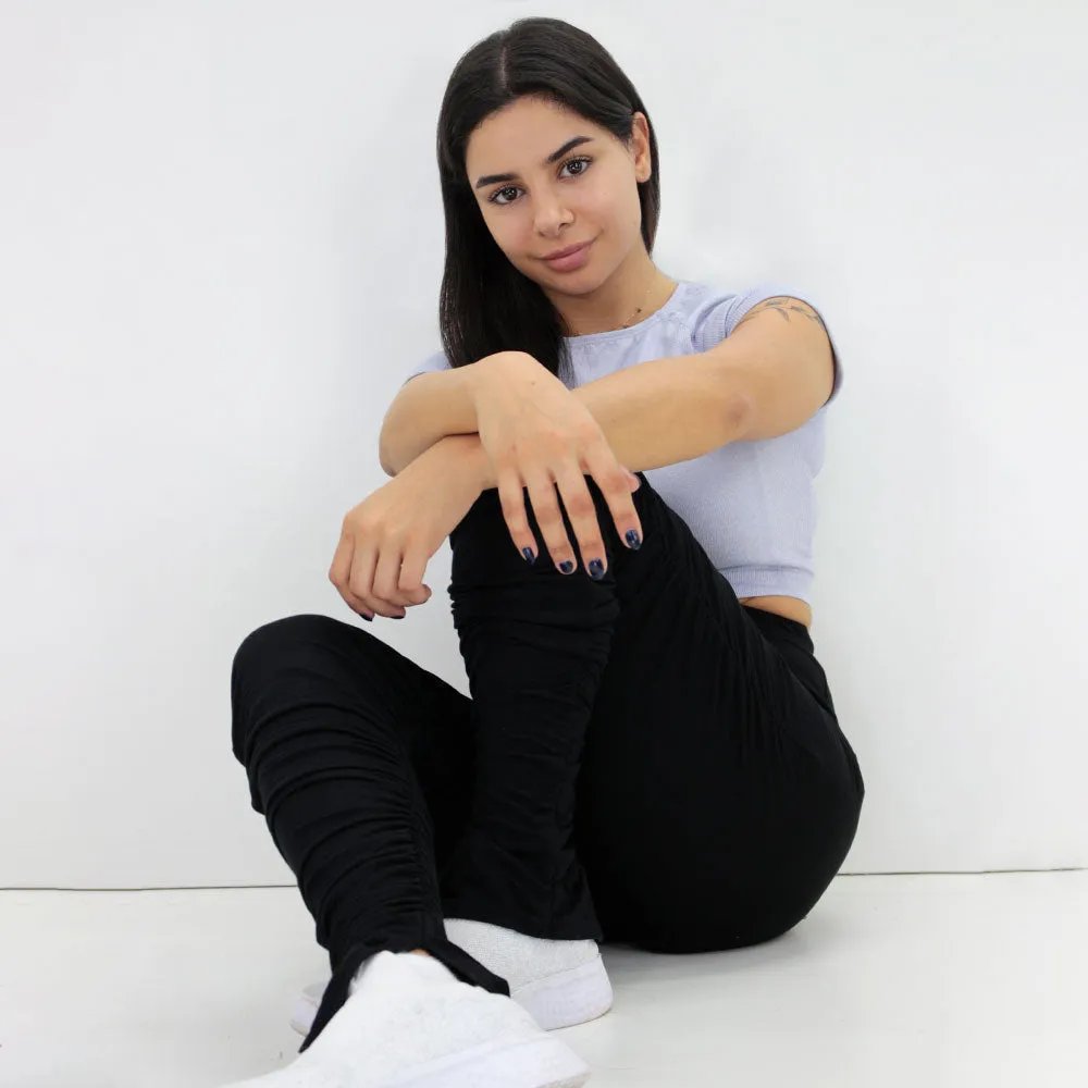 Damen-Rüschenleggings, Schwarz