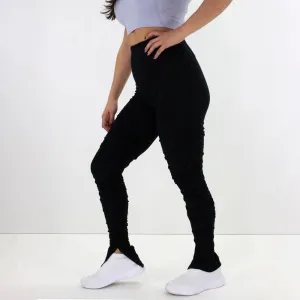 Damen-Rüschenleggings, Schwarz
