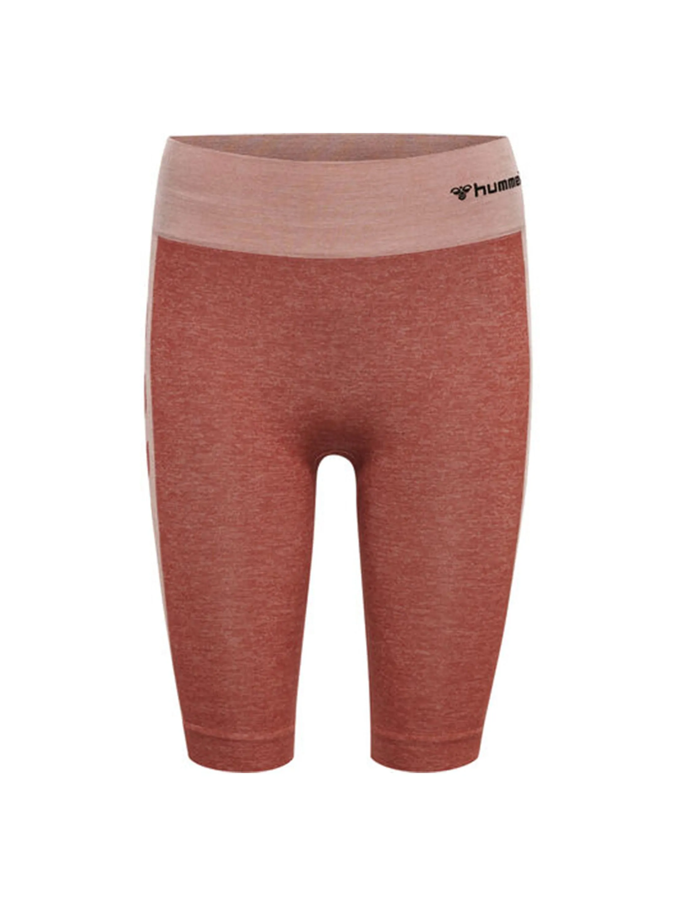 Damen Seitliche Rippen Kurze Leggings, Ziegelrot