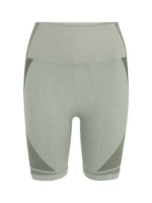 Damen Seitliche Rippen-Kurzleggings, Grün