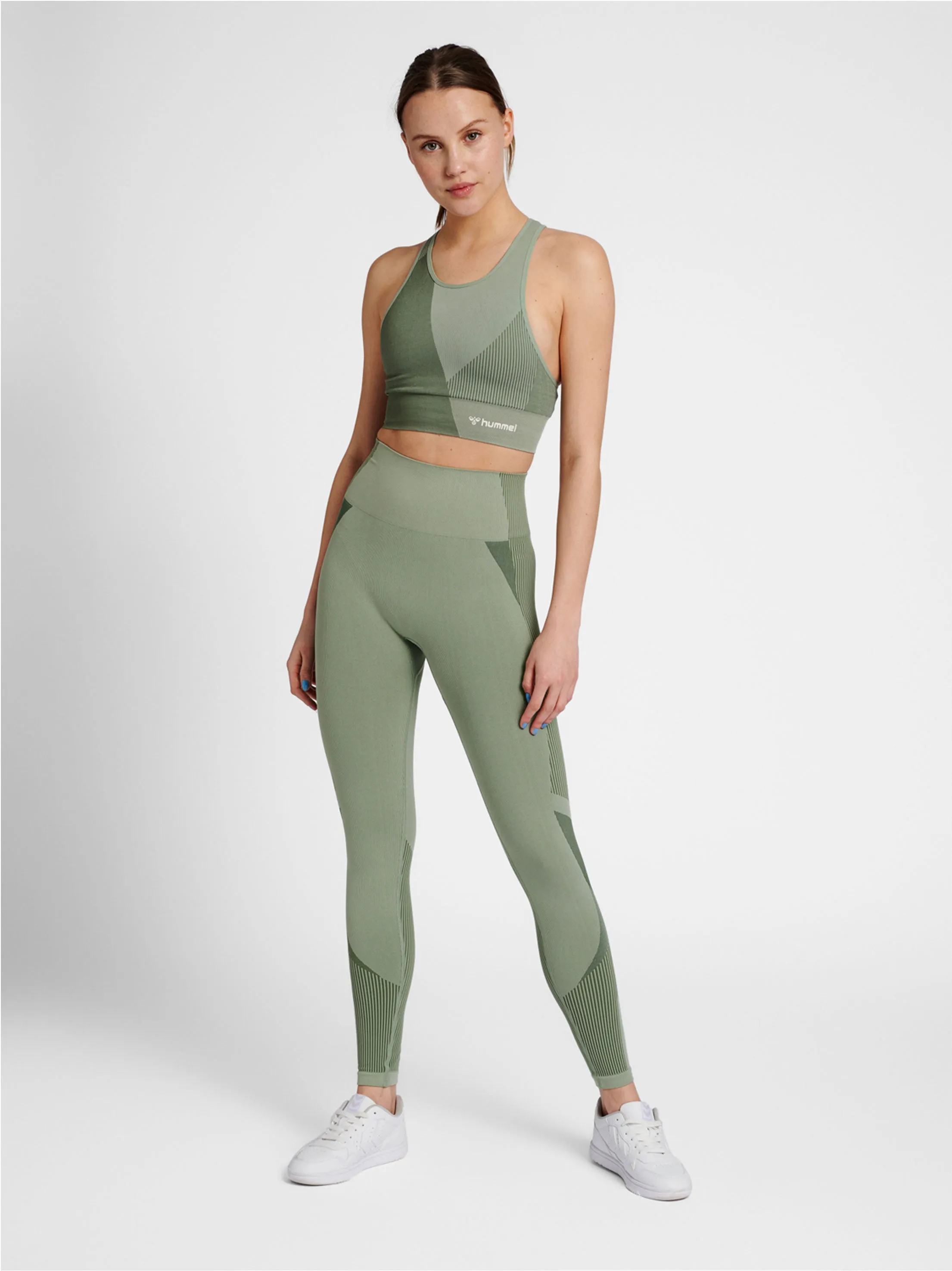 Damen Riffel-Leggings, Grün