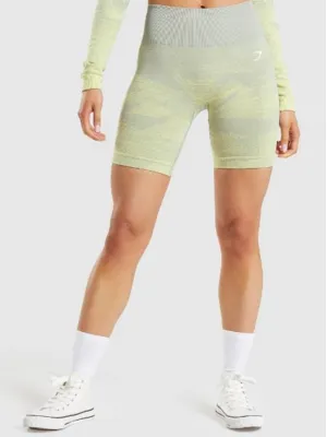 Damen Strukturierte Short Leggings, Olive/Gelb