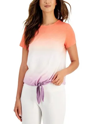 Damen Tropisches Verblendendes Bindung Front T-Shirt, Mehrfarbig