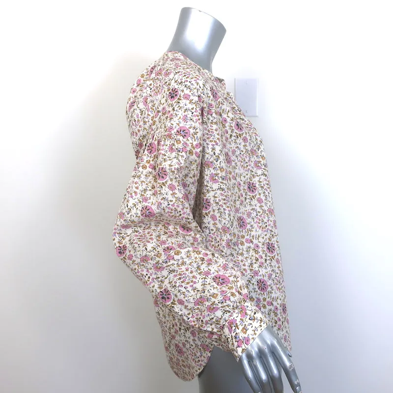 Xirena Romi Bluse Creme Blumenmuster Baumwolle Langarm Top Klein