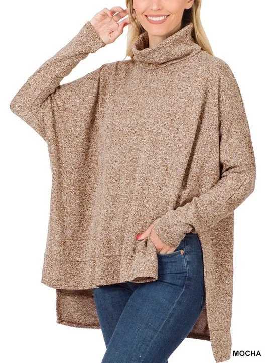 Zenana Hi-Low Kapuzenpullover mit übergroßem Ausschnitt für Damen - HT-2081C5