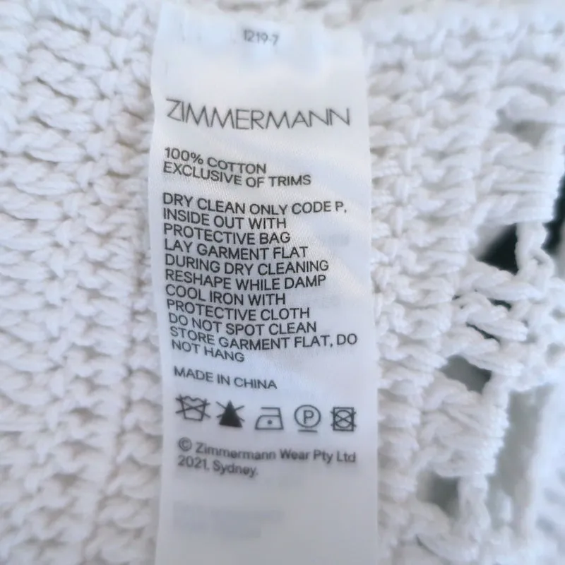 Zimmermann Cassia Häkel-Top Weiß Baumwolle Größe 2