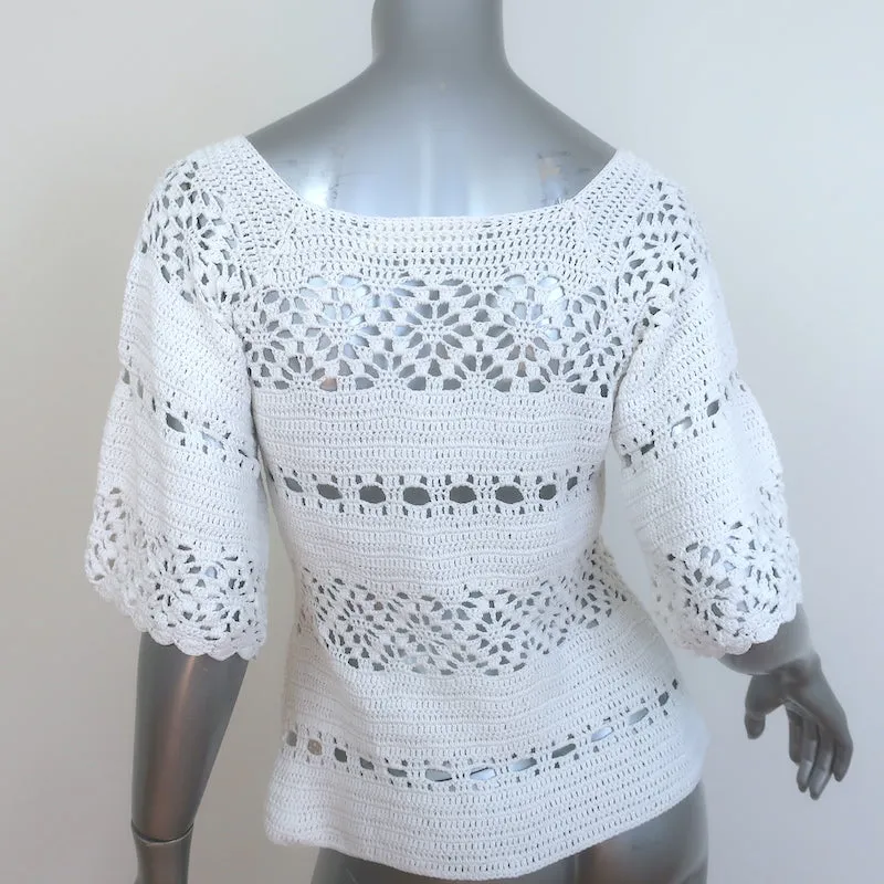 Zimmermann Cassia Häkel-Top Weiß Baumwolle Größe 2