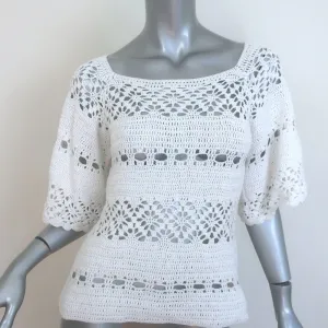 Zimmermann Cassia Häkel-Top Weiß Baumwolle Größe 2