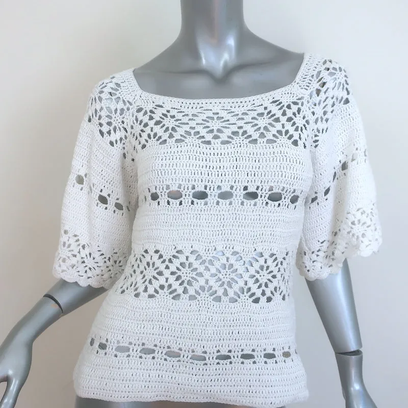 Zimmermann Cassia Häkel-Top Weiß Baumwolle Größe 2