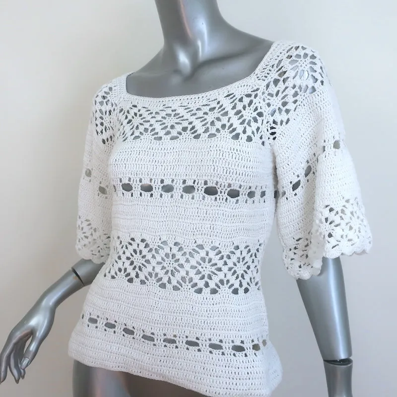 Zimmermann Cassia Häkel-Top Weiß Baumwolle Größe 2