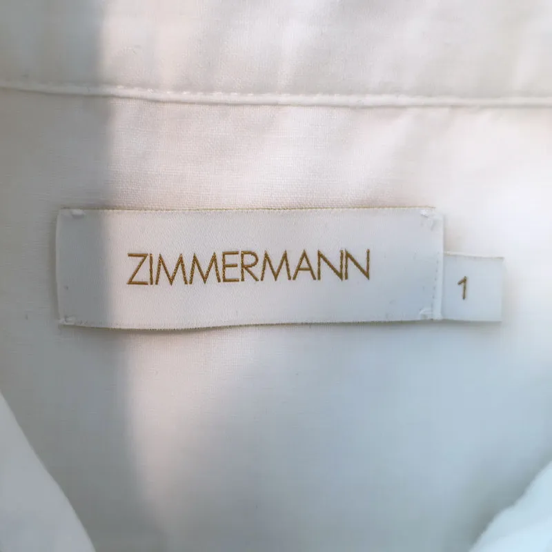 Zimmermann Häkelbesetztes Knopfhemd Cremefarben Ramie Größe 1 Langarm Top