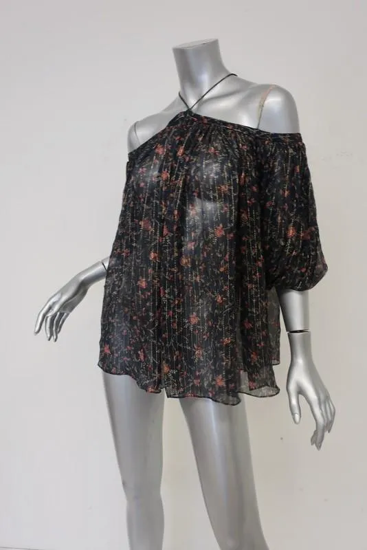 Zimmermann Off-Shoulder Bluse Havoc Aufhängung Blumenmuster Chiffon Top Größe 0