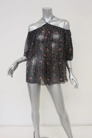 Zimmermann Off-Shoulder Bluse Havoc Aufhängung Blumenmuster Chiffon Top Größe 0